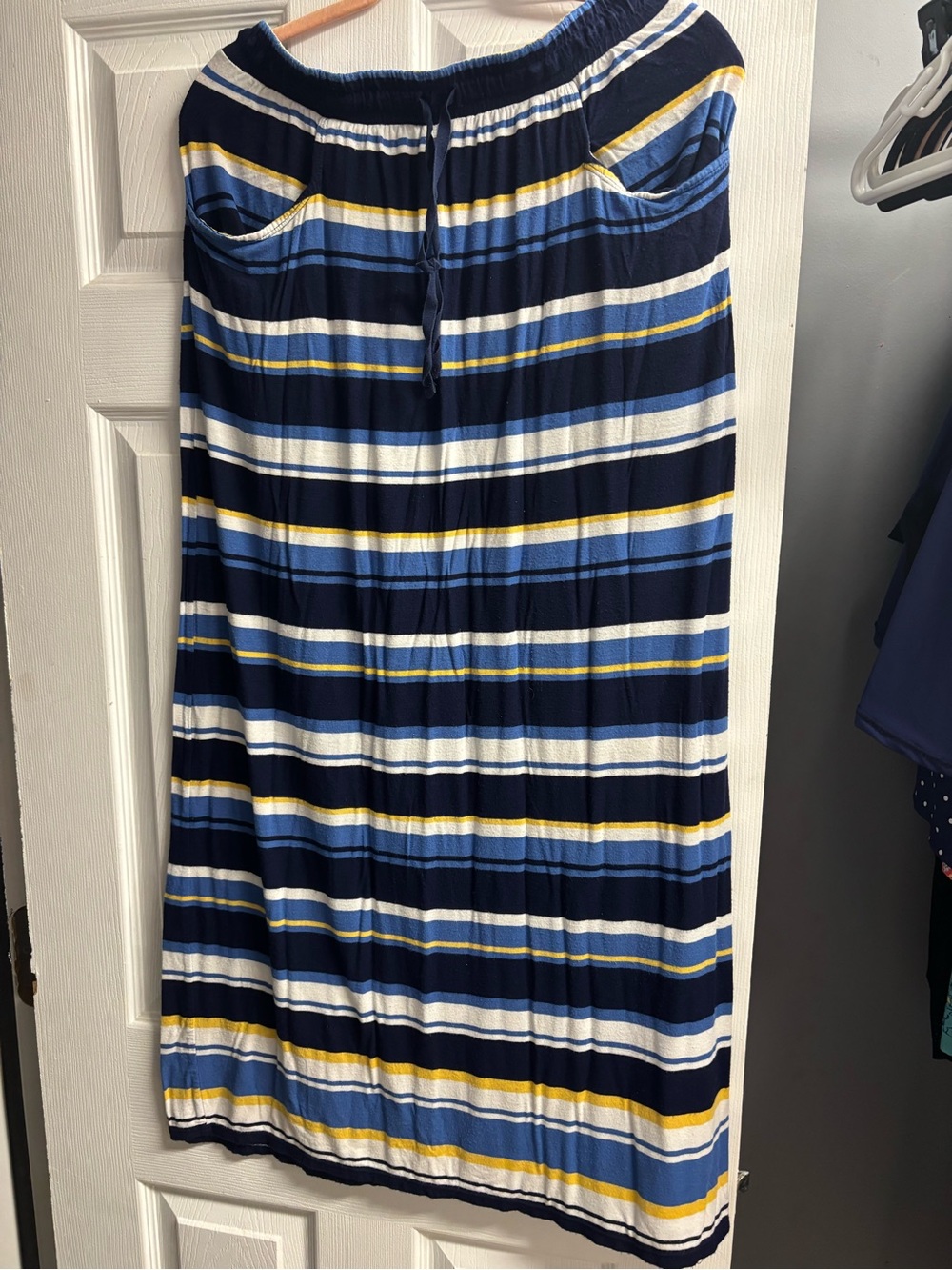 Women’s Max Studio Striped Navy Blue Maxi Skirt